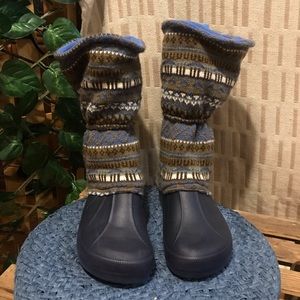 MukLuks puddle boots size 9 blue/brown rubber sole